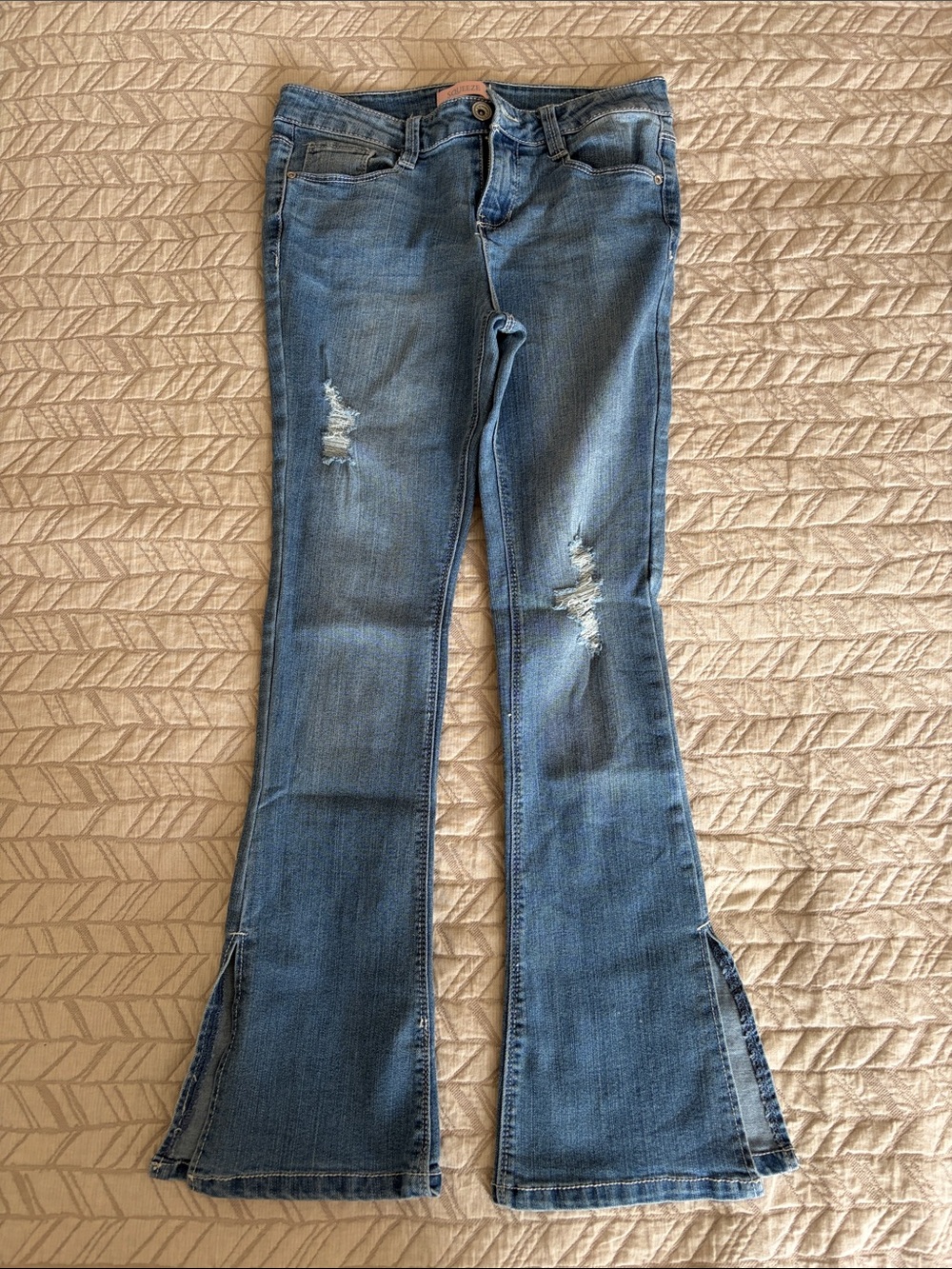 Squeeze Blue Distressed Flared Kids Jeans
